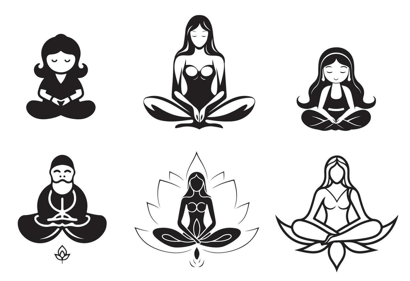 yoga reeks van symbolen en tekenen.yoga icoon set, hand- getrokken. niet ai vector