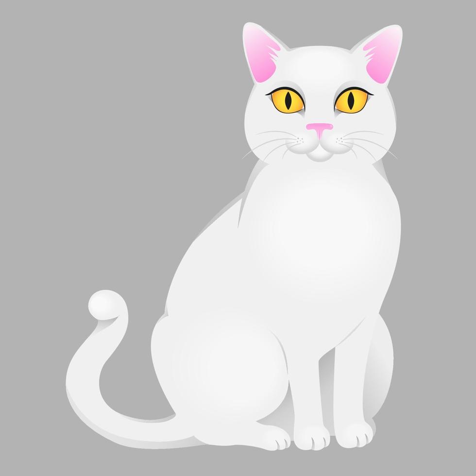witte kat zittend vector