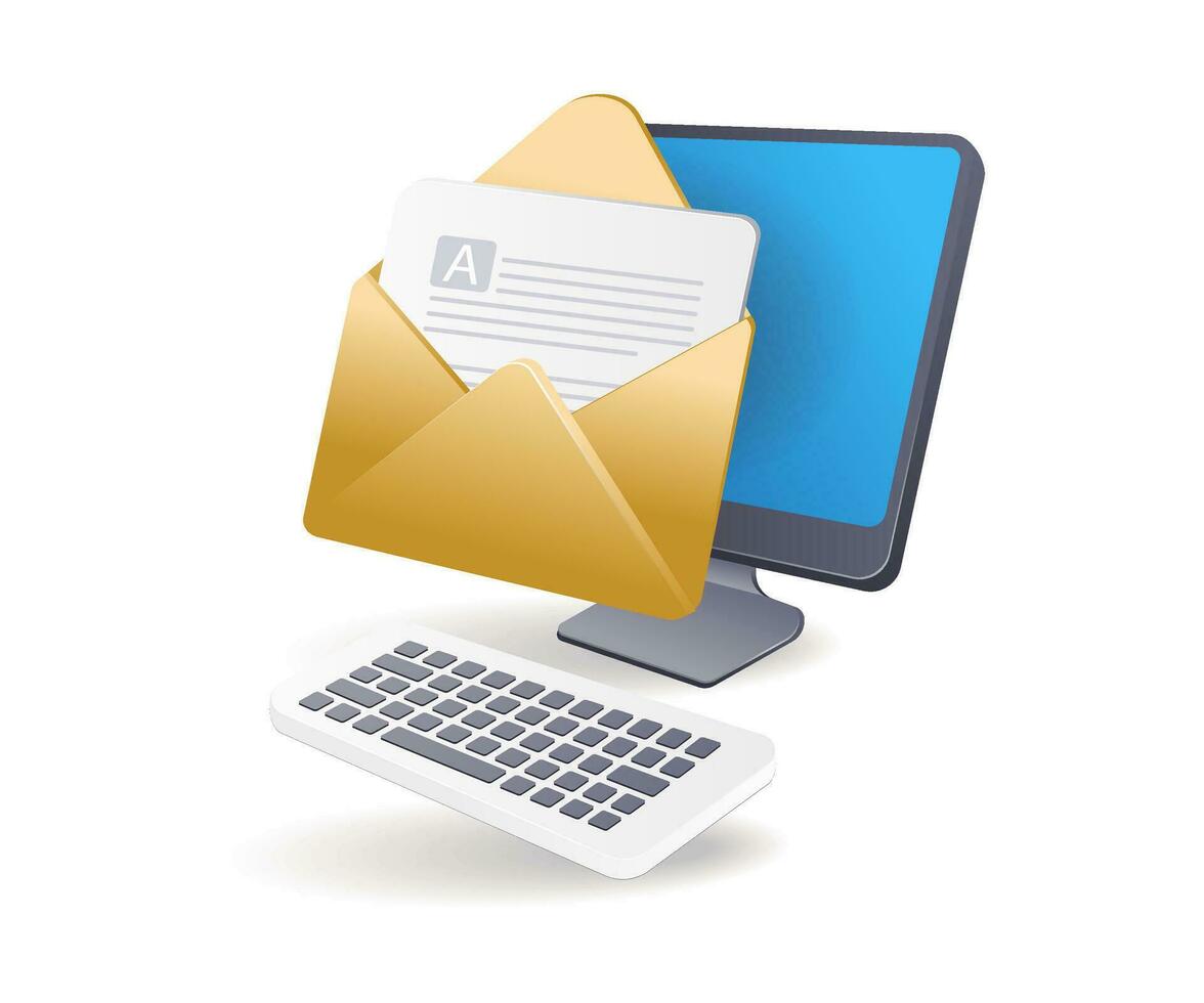 Bezig met verzenden computer e-mail gegevens vector