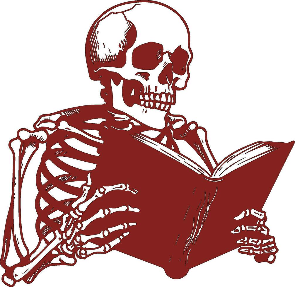 skelet Mens lezing boek illustratie vector