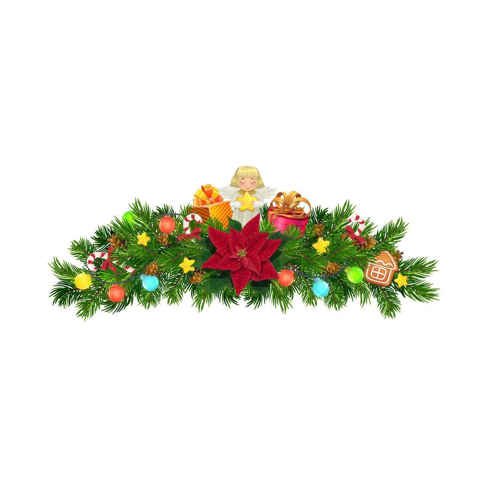 Kerstmis slinger met nieuw jaar geschenken, kerstster vector