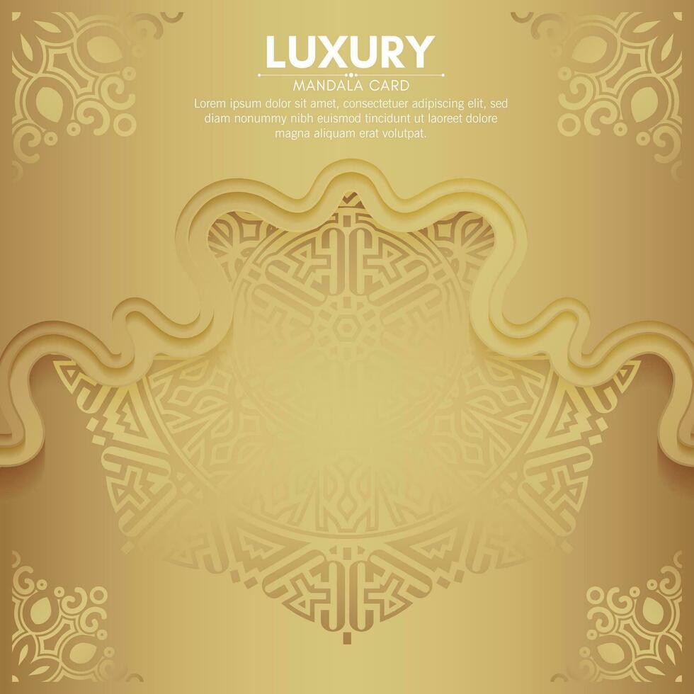 luxe mandala decoratieve kaart in gouden kleur vector