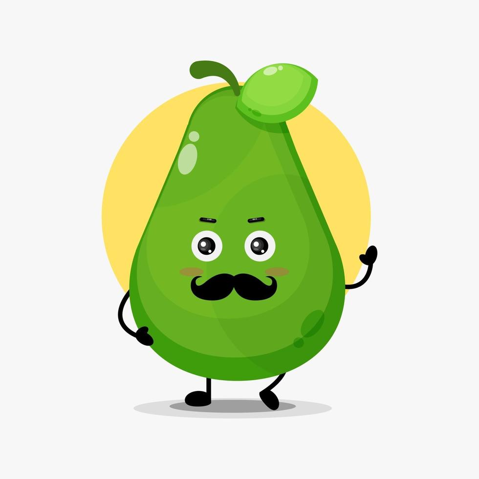 schattig avocado karakter met snor vector