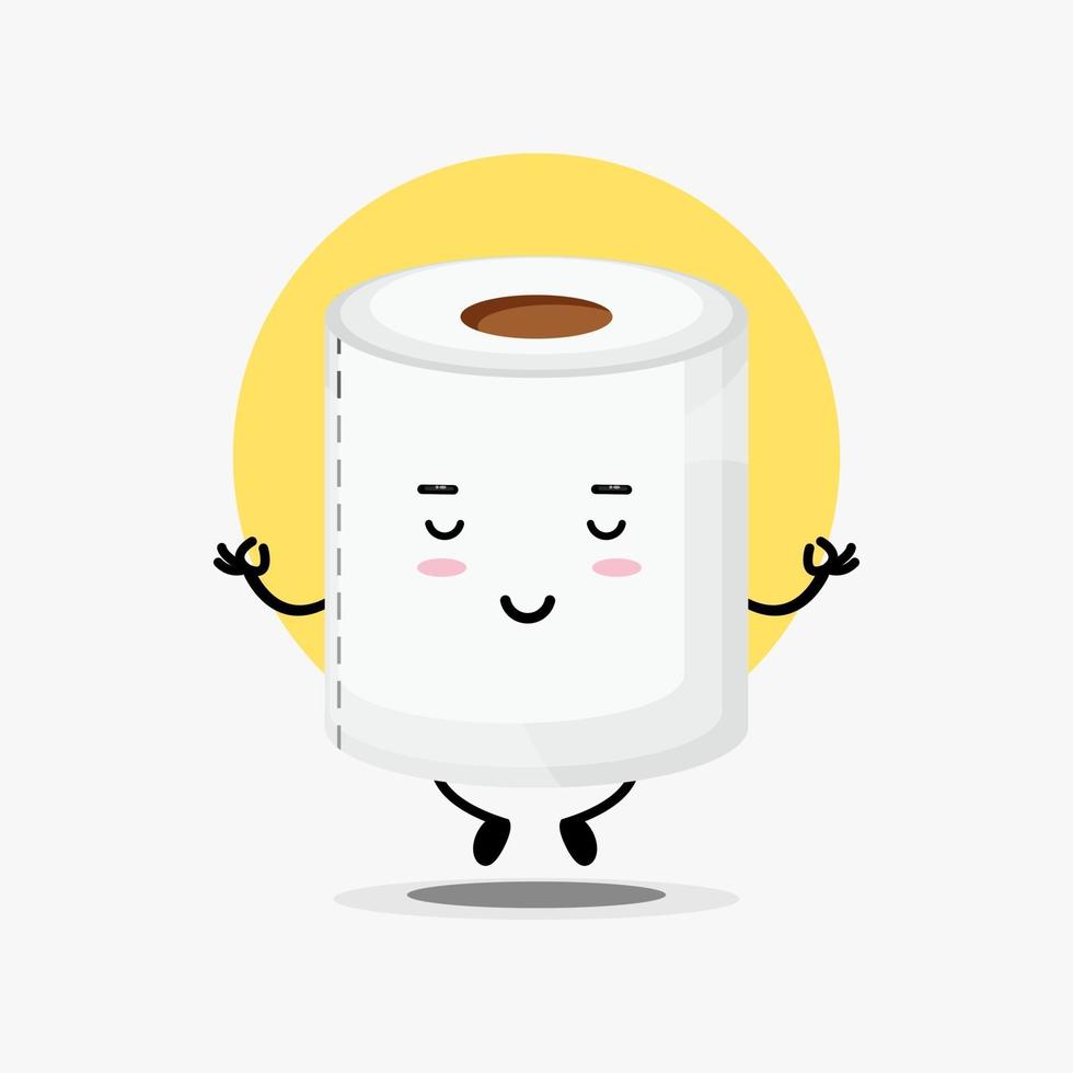 schattig toiletpapier karakter in yoga pose vector