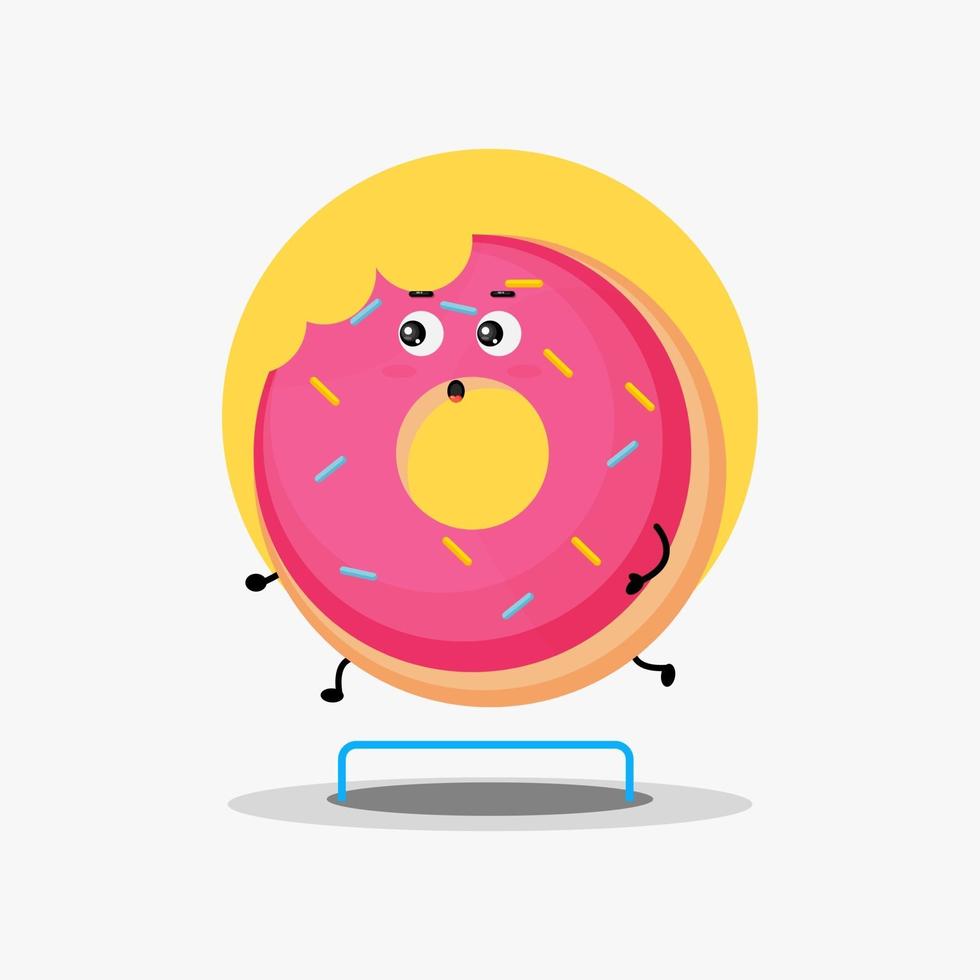 schattige donut karakter hardloopwedstrijd vector