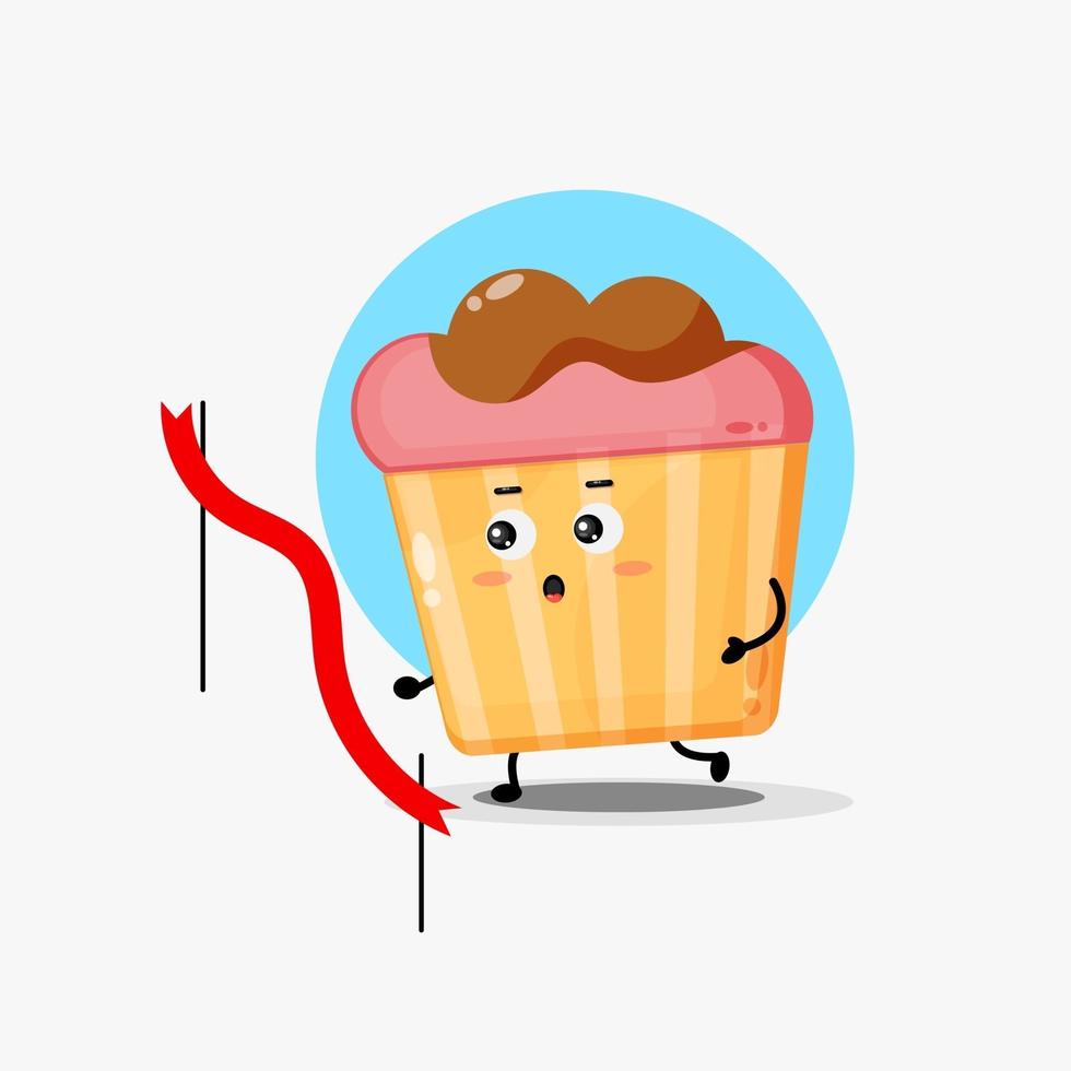 schattige muffin karakter hardloopwedstrijd vector