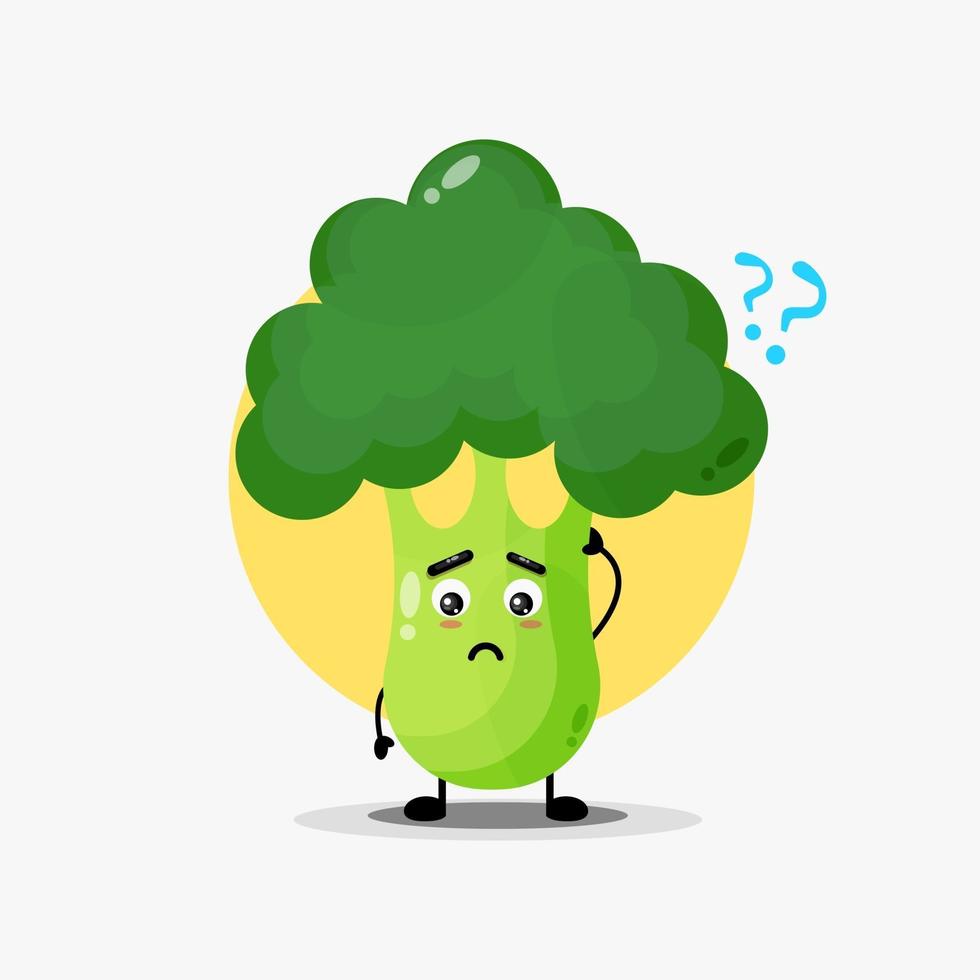 schattig broccoli karakter verward vector