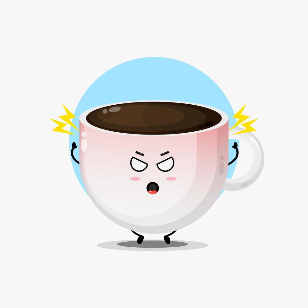 schattig koffiekarakter is boos vector
