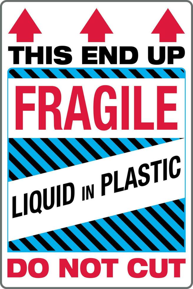 Internationale Verzending schilderachtig etiketten breekbaar vloeistof in plastic omgaan met met zorg vector