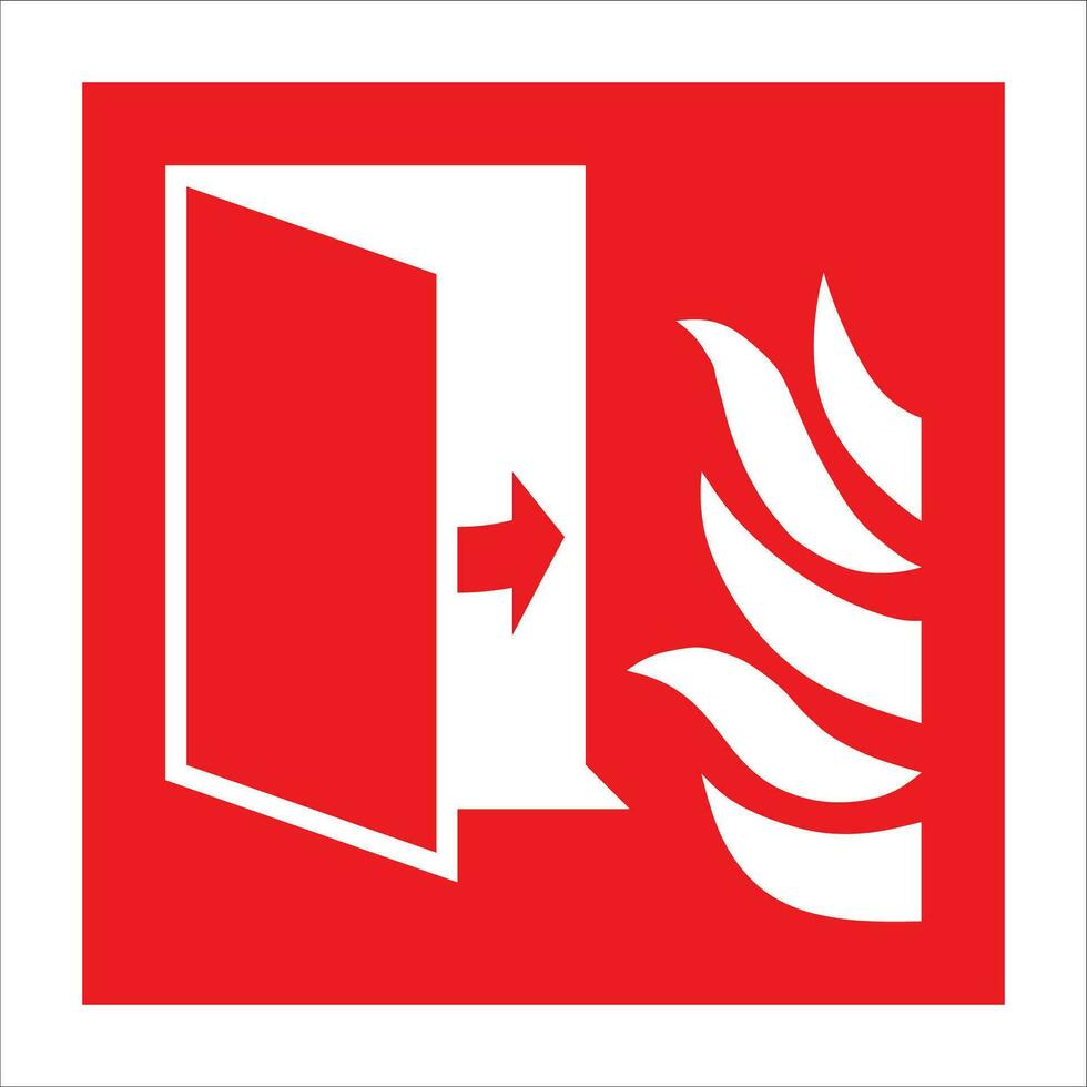 iso 7010 geregistreerd veiligheid tekens - brand uitrusting brand actie tekens - brand bescherming deur vector