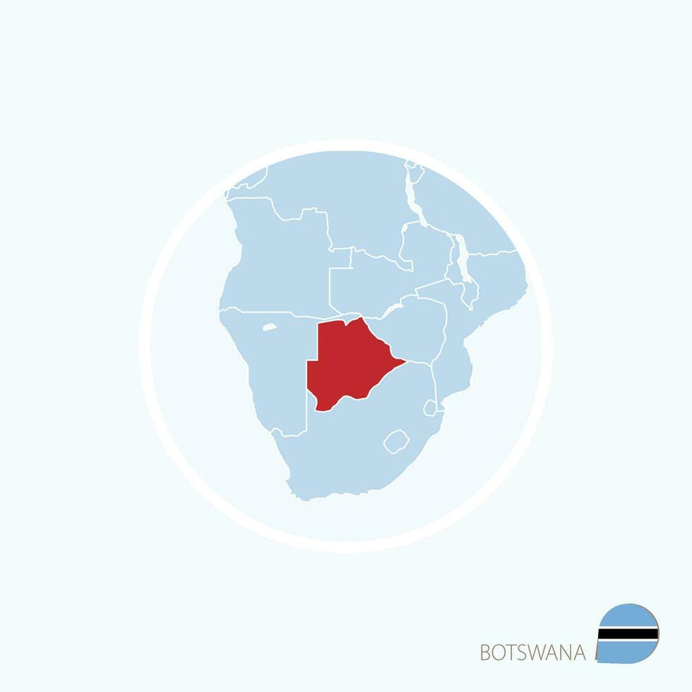 kaart icoon van Botswana. blauw kaart van Afrika met gemarkeerd botswana in rood kleur. vector