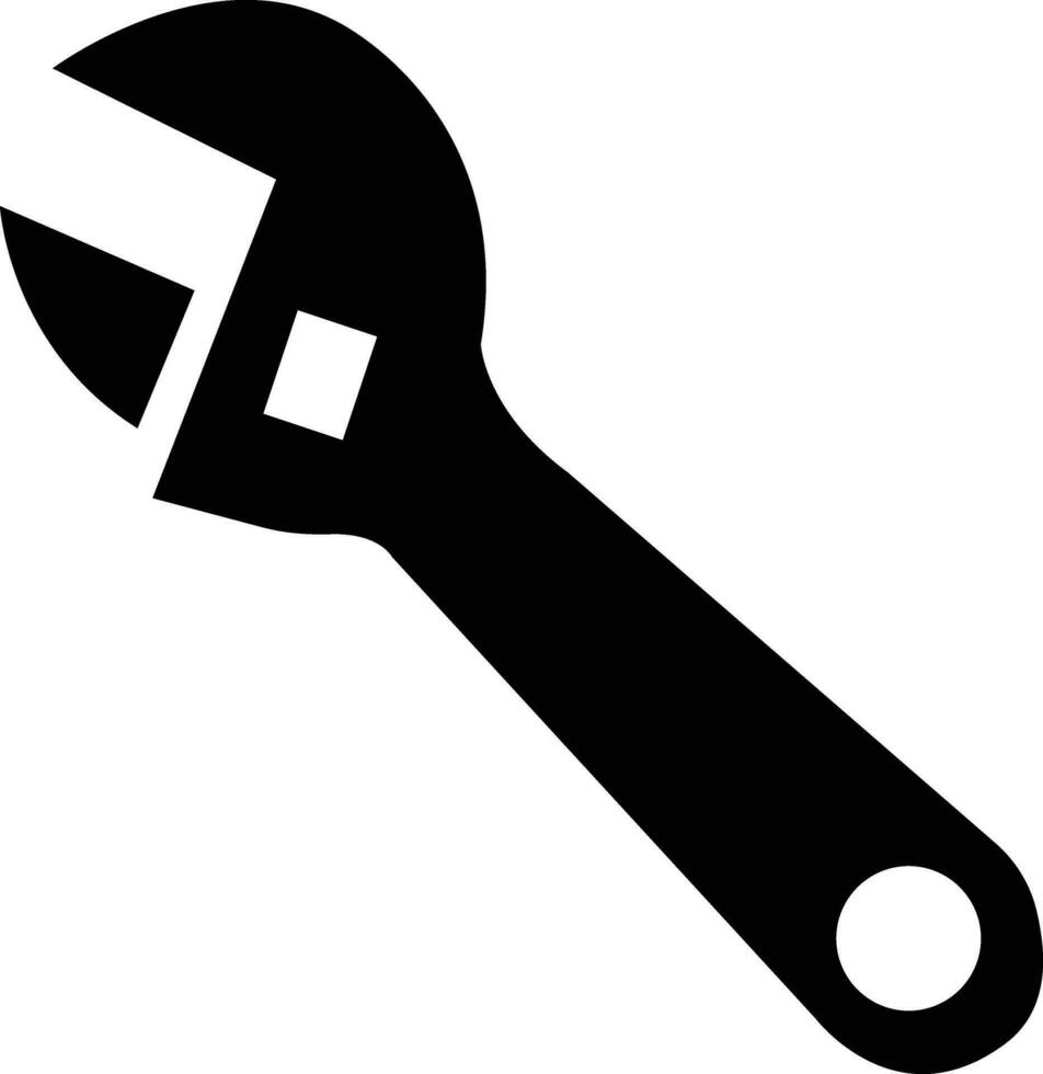 moersleutel gereedschap icoon. schroef moersleutel zwart vlak. reparatie onderhoud symbool vector