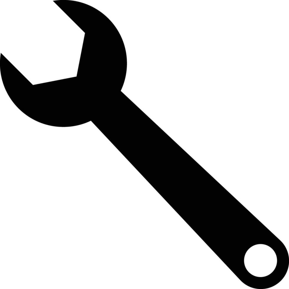 moersleutel gereedschap icoon. schroef moersleutel zwart vlak. reparatie onderhoud symbool vector