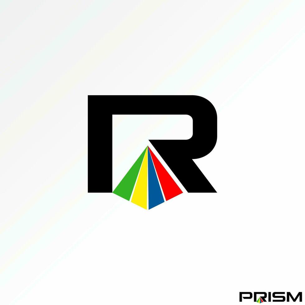 logo ontwerp grafisch concept creatief abstract premie vector teken voorraad uniek eerste r doopvont met piramide prisma kleuren. verwant naar monogram meetkundig