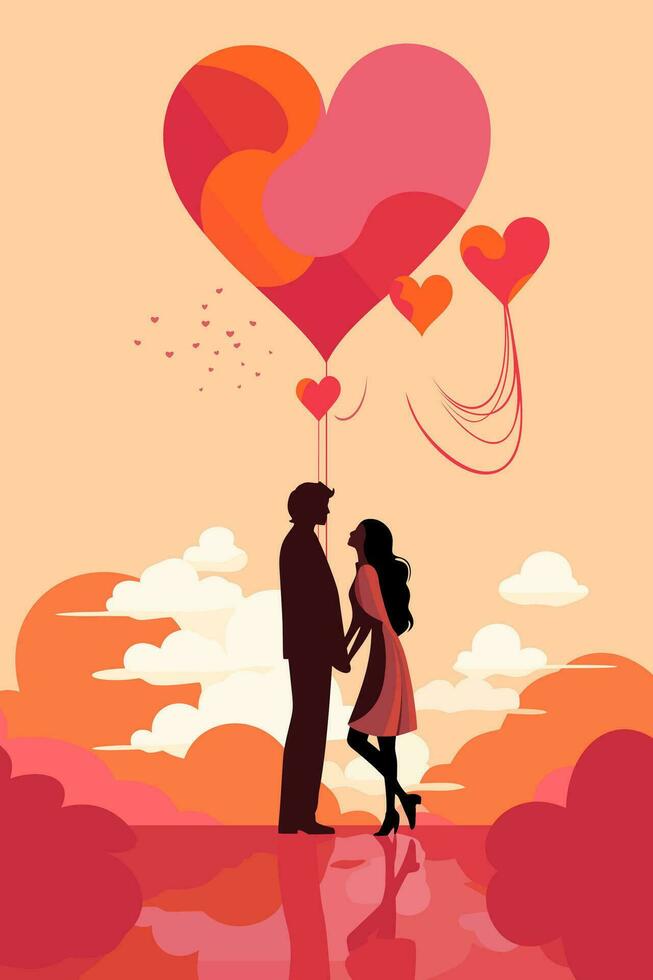 liefde valentijnsdag dag vlak vector illustratie kleurrijk groet kaart ontwerp