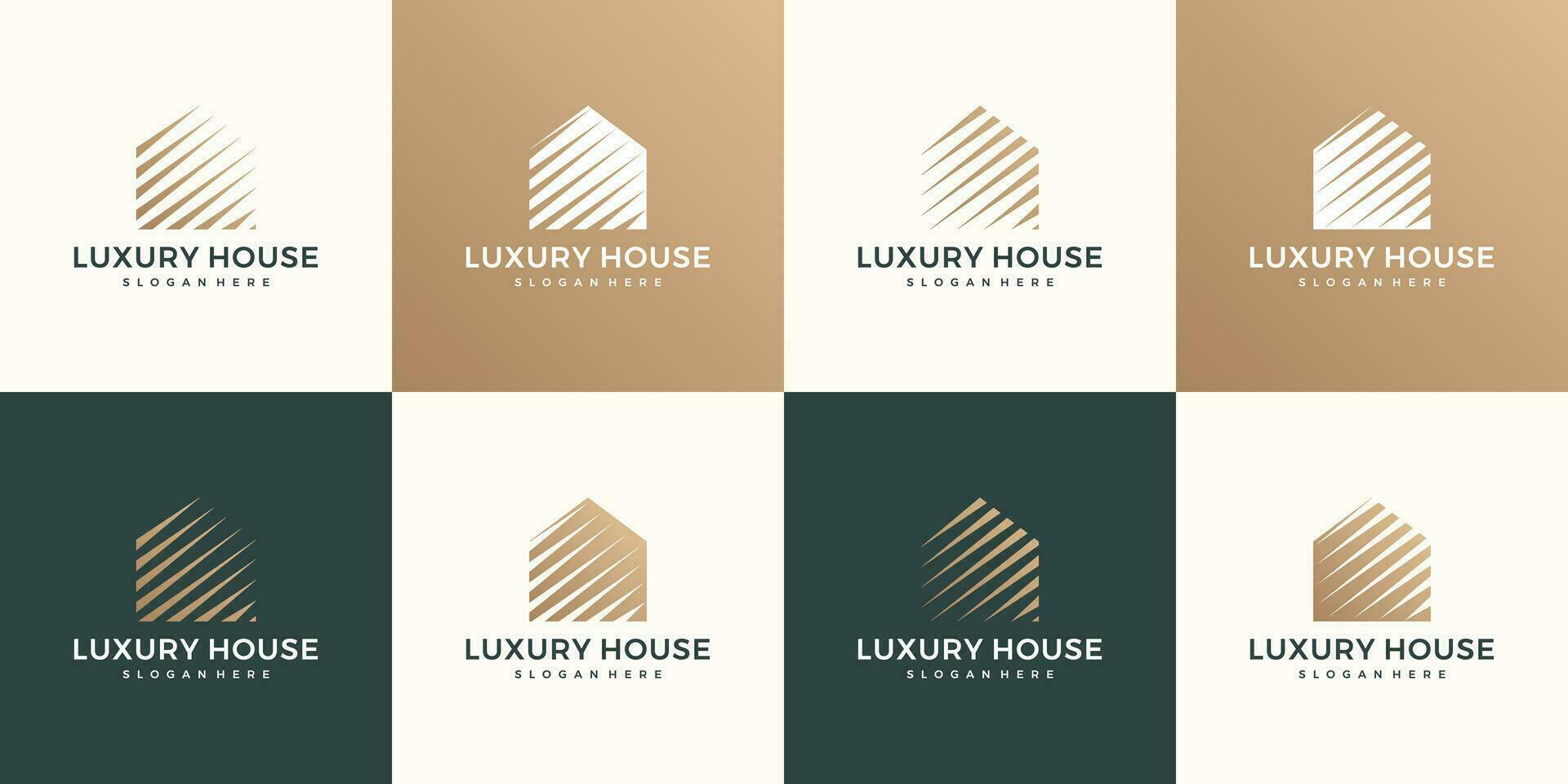 verzameling van huis logo echt landgoed ontwerp sjabloon. abstract huis gebouw met lijn kunst stijl ontwerp grafisch vector illustratie. symbool, icoon, creatief.