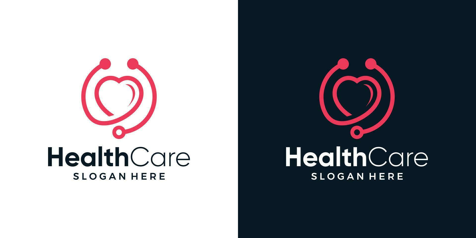 Gezondheid zorg logo ontwerp sjabloon. hart logo met stethoscoop ontwerp grafisch vector illustratie. symbool, icoon, creatief.