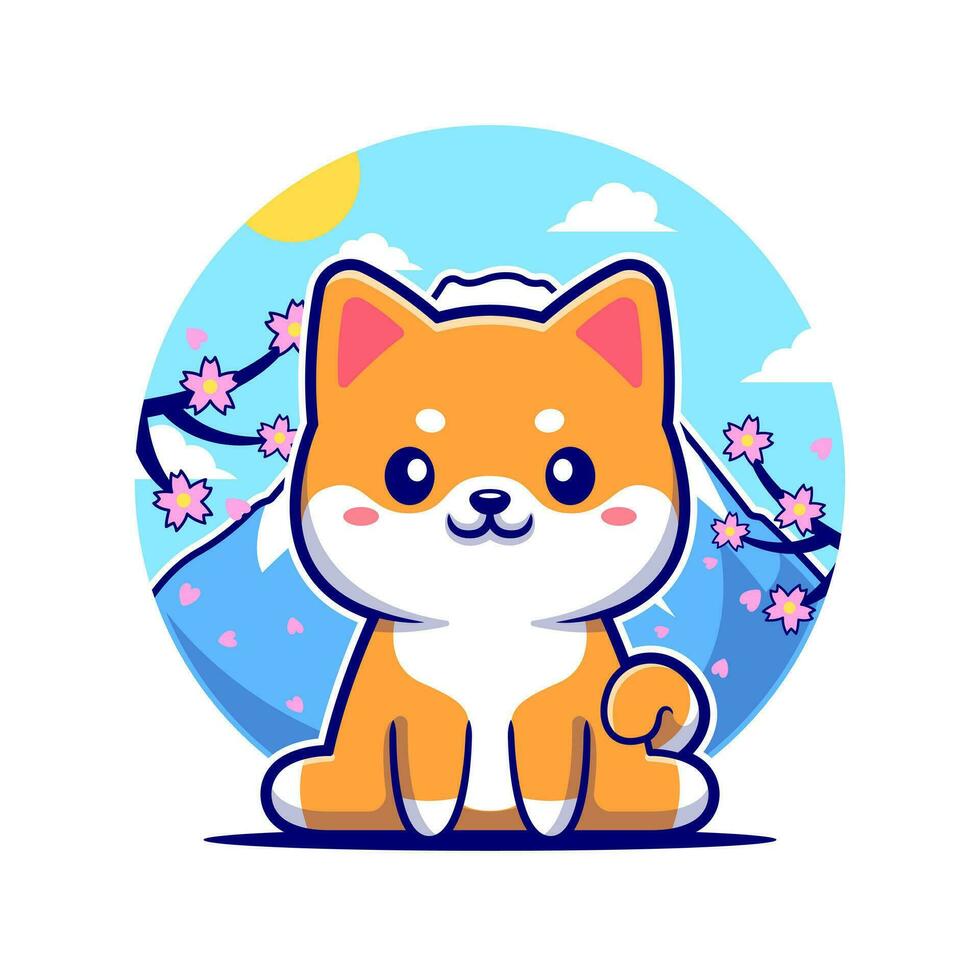 gelukkig shiba inu hond in Japan tekenfilm vector icoon illustratie. dier natuur icoon concept geïsoleerd premie vector. vlak tekenfilm stijl