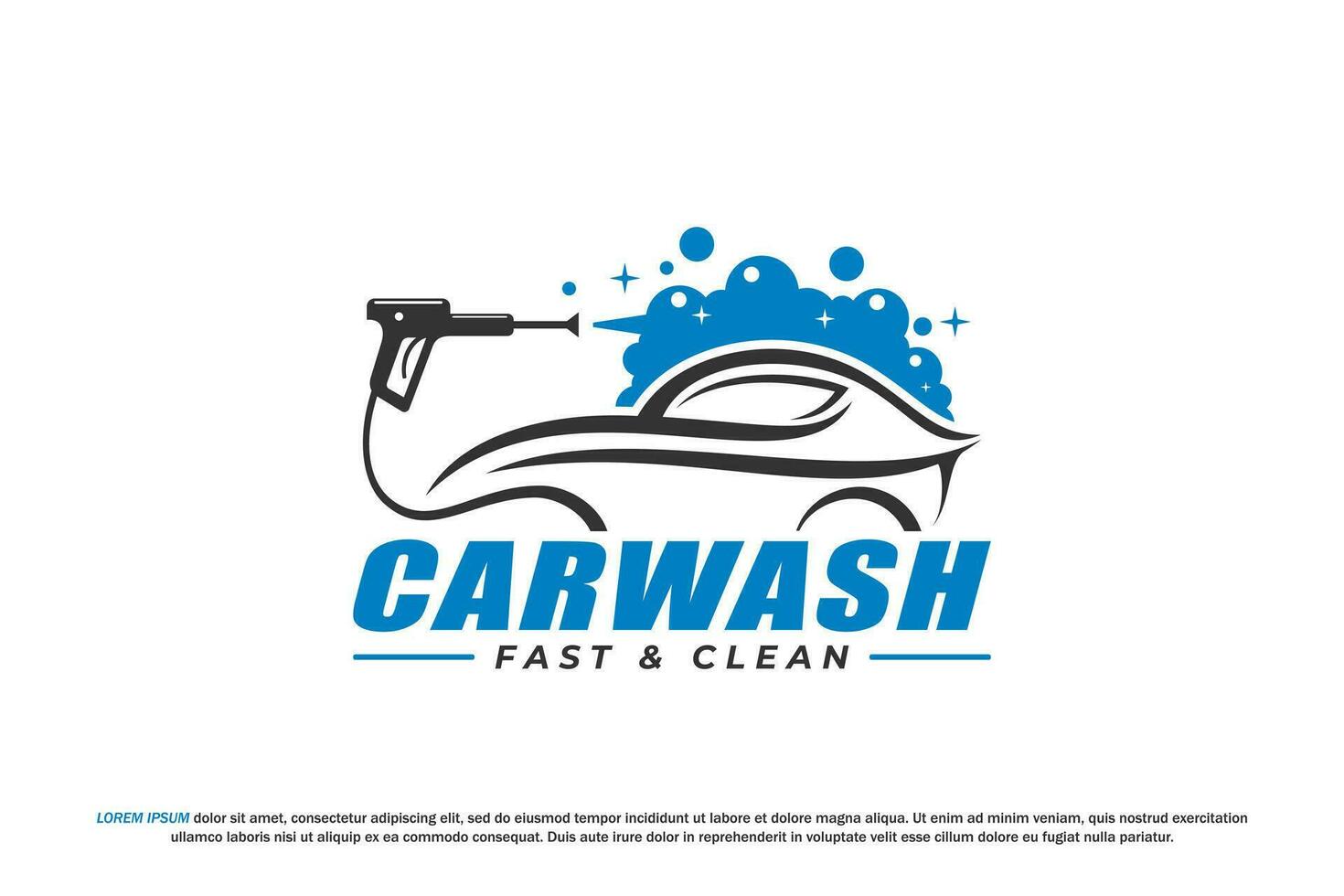 auto wassen logo bubbel schuim stoom- water geweer verstuiven vector