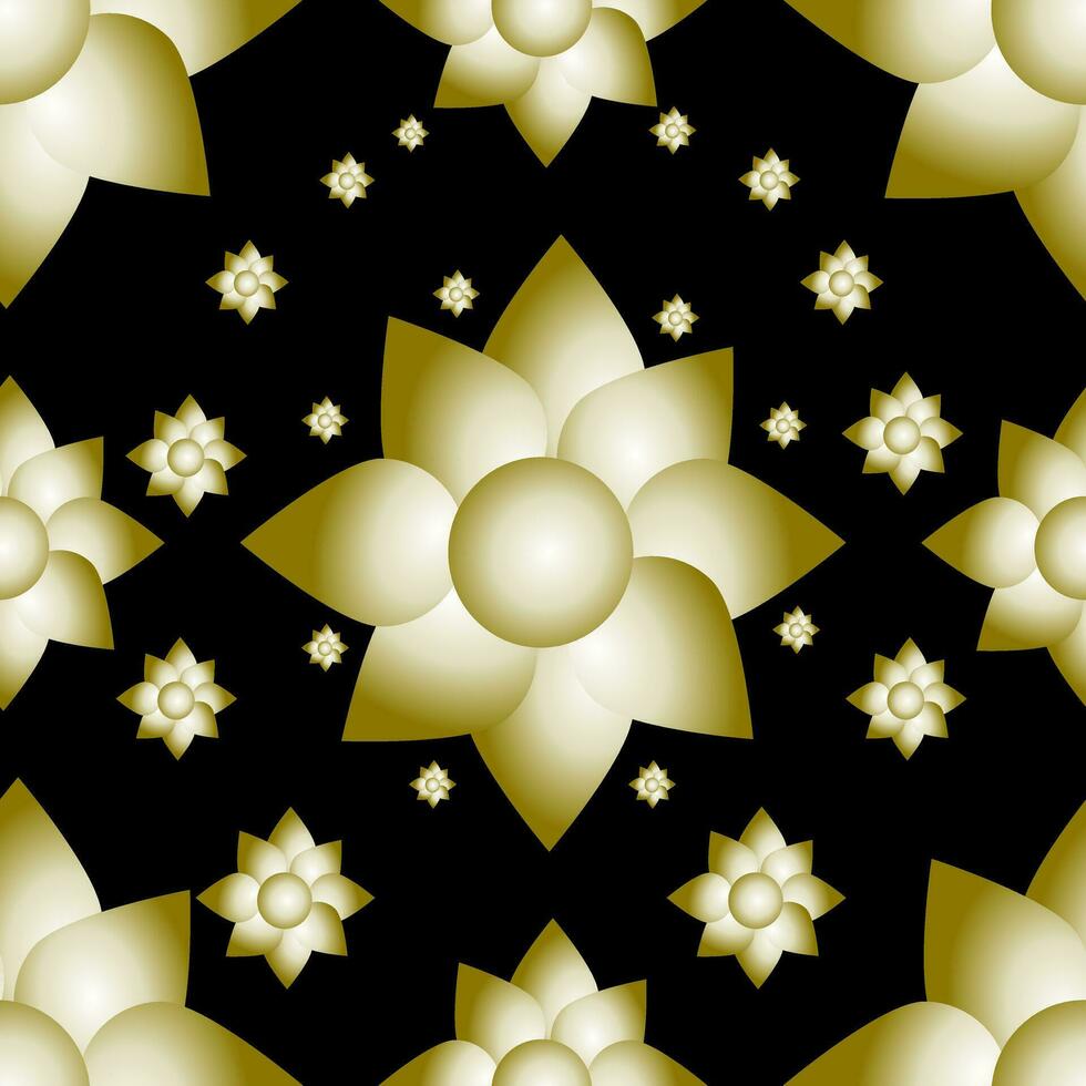 naadloos patroon van gouden bloemen Aan zwart achtergrond voor achtergrond en structuur concept vector