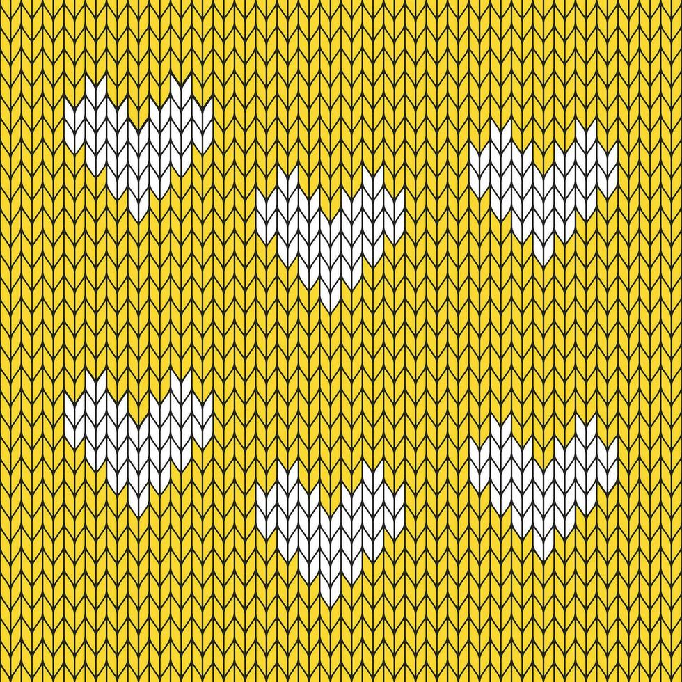 geel achtergrond en wit gebreid patroon. gebreid vector patroon. naadloos helling patroon voor kleding, omhulsel papier, achtergrond, achtergrond, geschenk kaart.