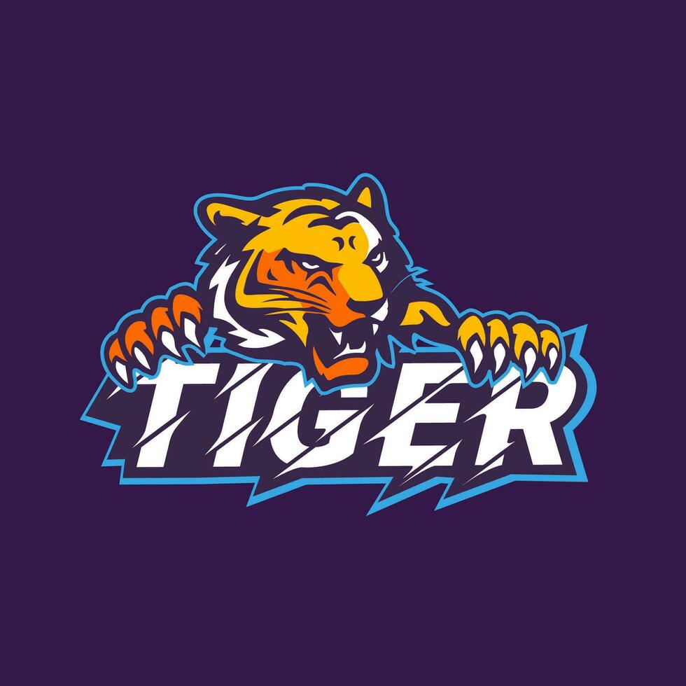 wild tijger logo insigne ontwerp voor e-sport. vector