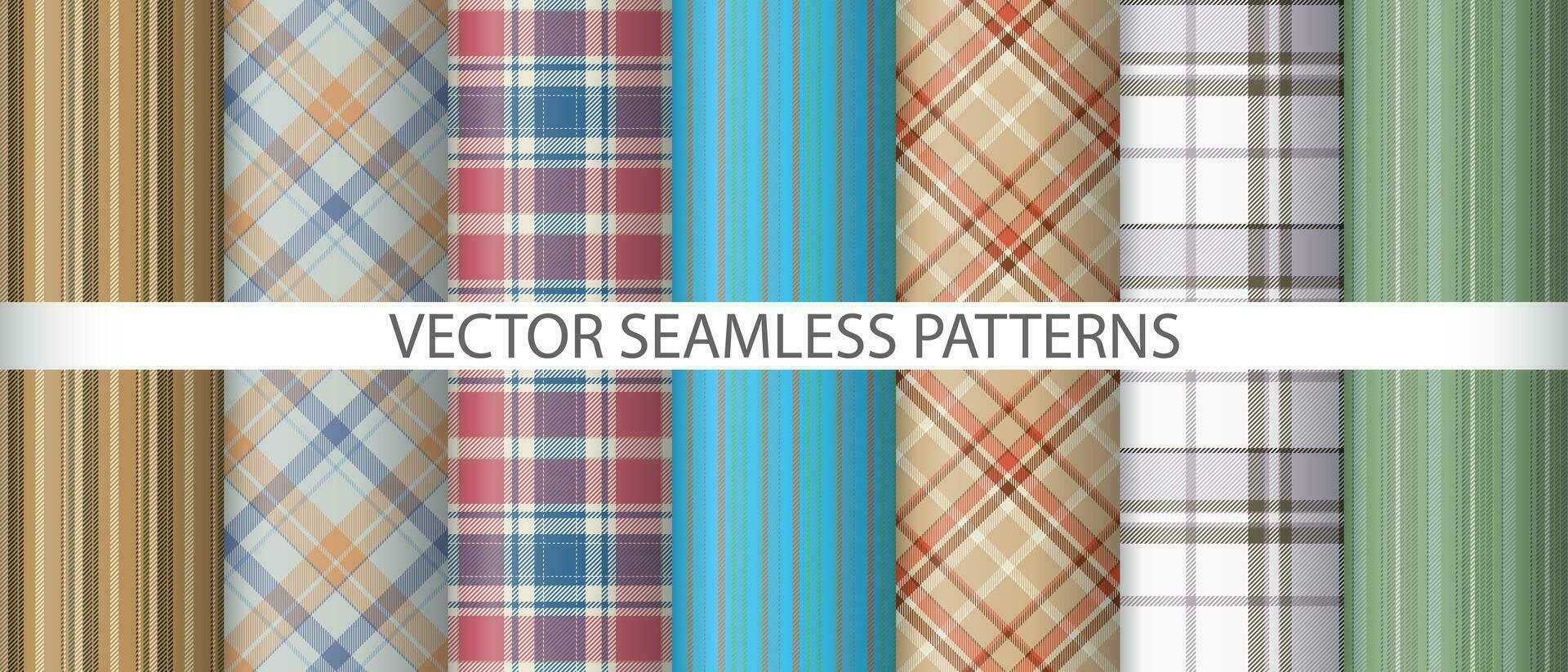 reeks structuur kleding stof vector. plaid Schotse ruit patroon. achtergrond naadloos controleren textiel. vector