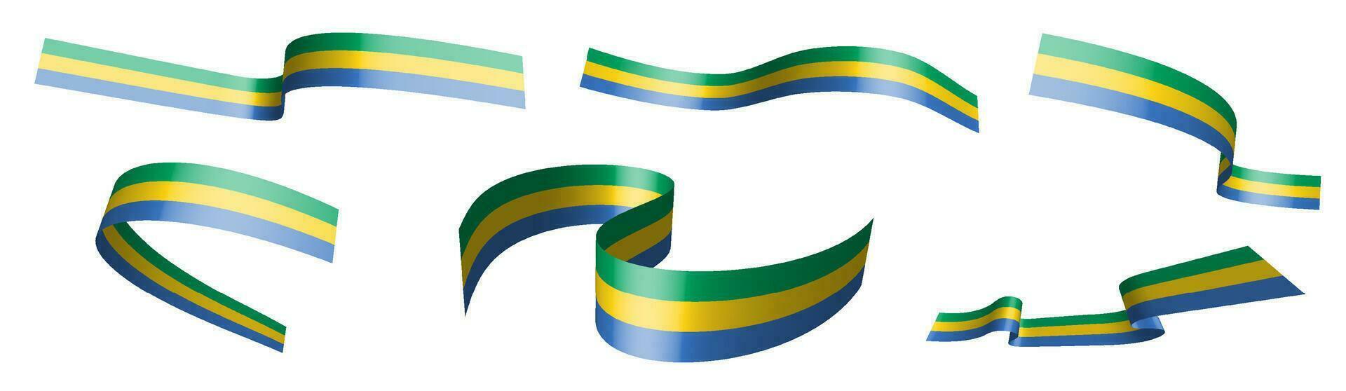 reeks van vakantie linten. vlag van Gabon golvend in wind. scheiding in lager en bovenste lagen. ontwerp element. vector Aan wit achtergrond