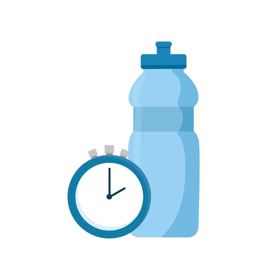 fles water met chronometer tijd geïsoleerd pictogram vector