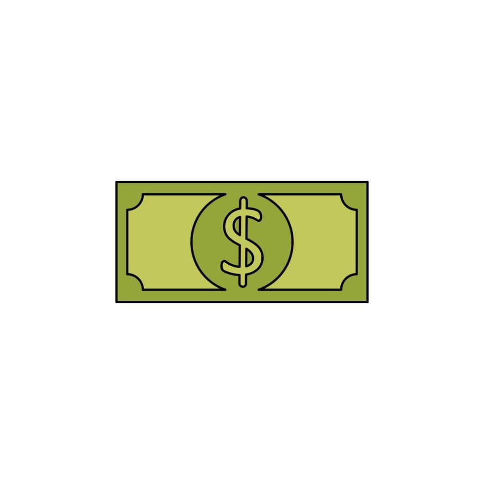 Bill geld cash geïsoleerde pictogram vector