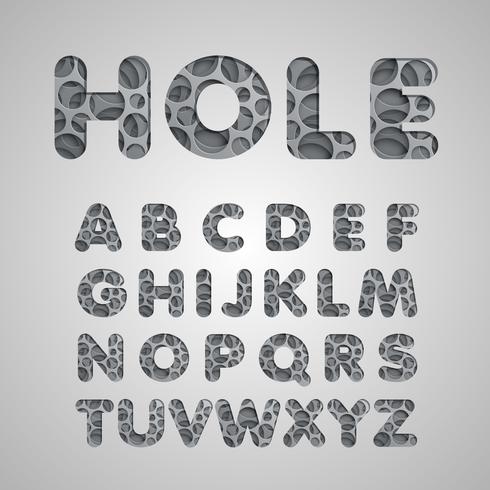 Gelaagde lettertype &#39;hole&#39;, vector