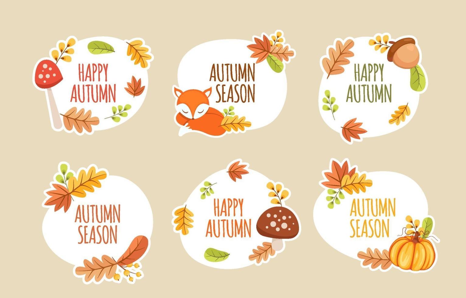 hallo herfst stickerset vector