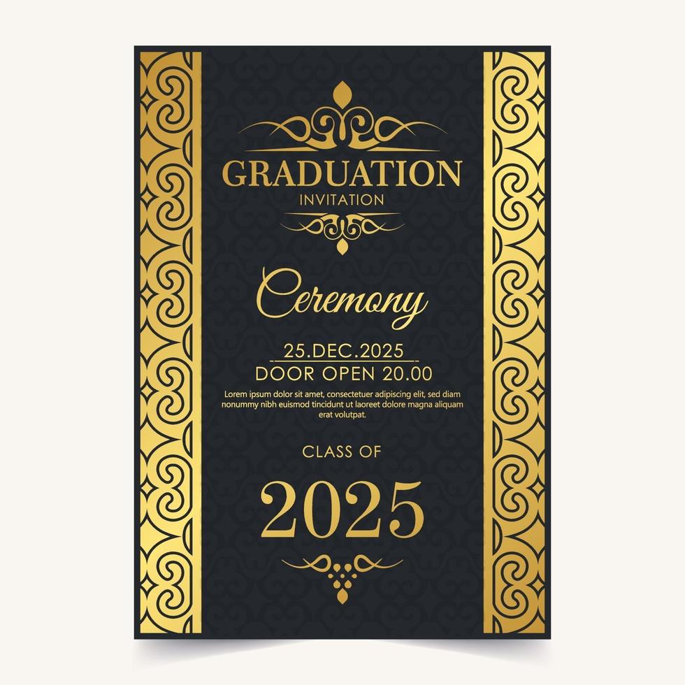 elegante afstudeeruitnodigingssjabloon met ornament vector