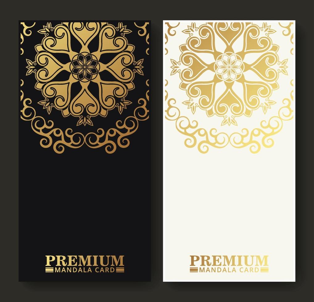 luxe mandala decoratieve kaart in gouden kleur vector