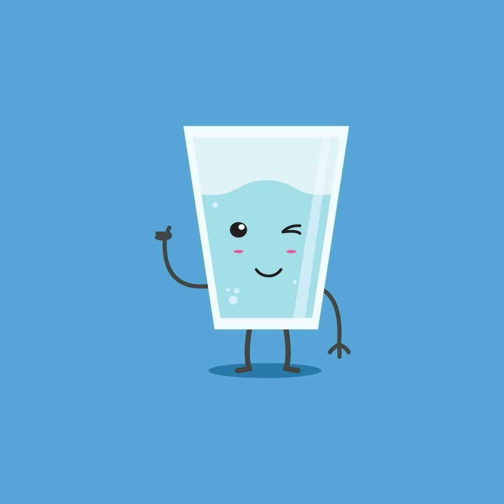 schattig waterglas met duim omhoog karakterontwerp vector