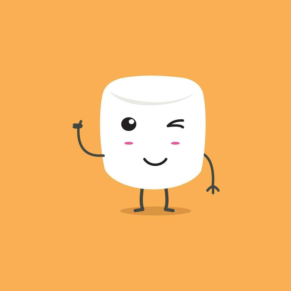 schattige marshmallow met duimen omhoog mascotte karakterontwerp vector