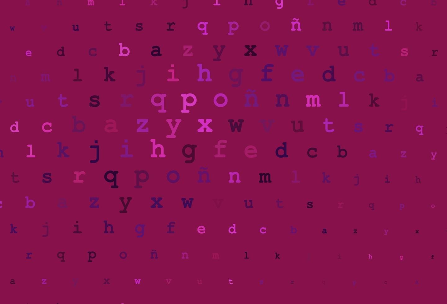 donkerroze vectorlay-out met Latijns alfabet. vector