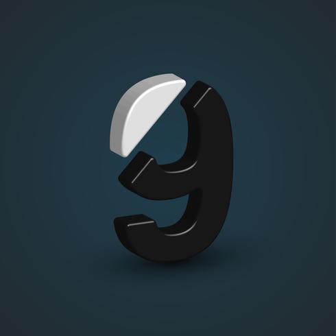 3D-zwart-wit personage uit een lettertype ingesteld, vector illustratie