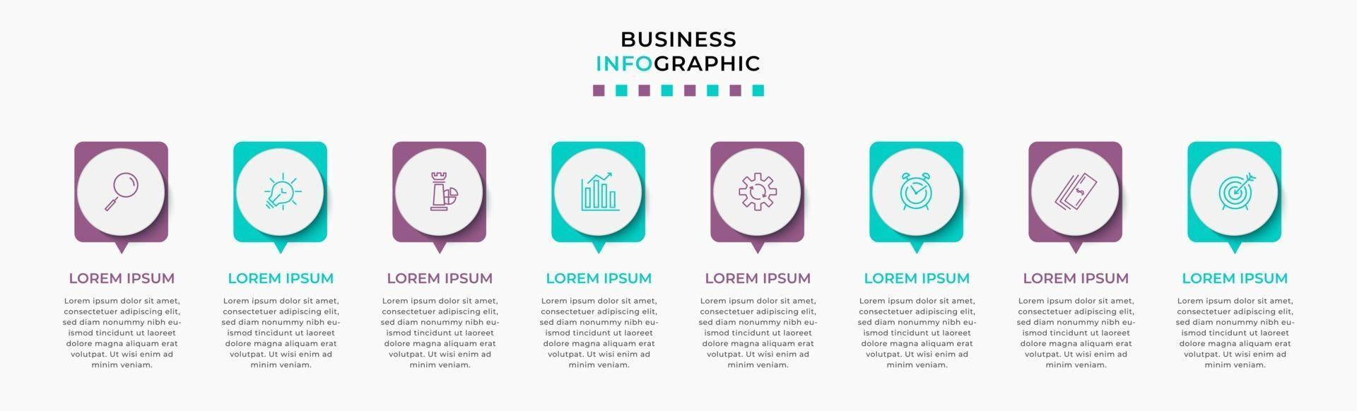 infographic ontwerpsjabloon met pictogrammen en 8 opties of stappen vector