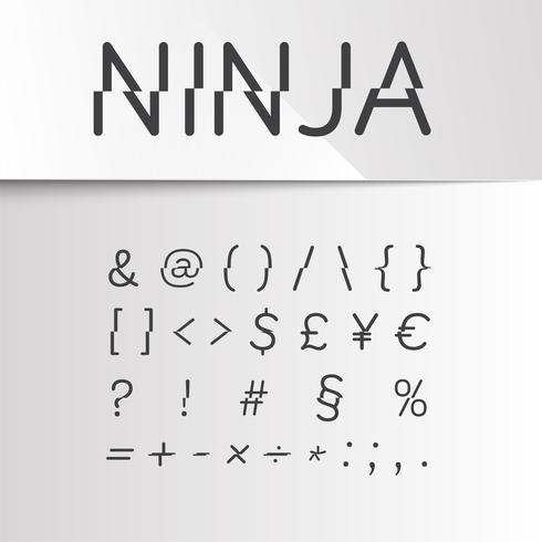 Ninja verdeeld lettertype, vector