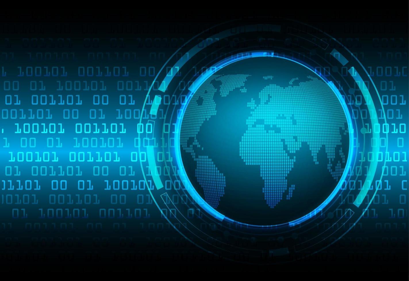 wereld binaire printplaat toekomstige technologie, blauwe hud cyberbeveiliging vector