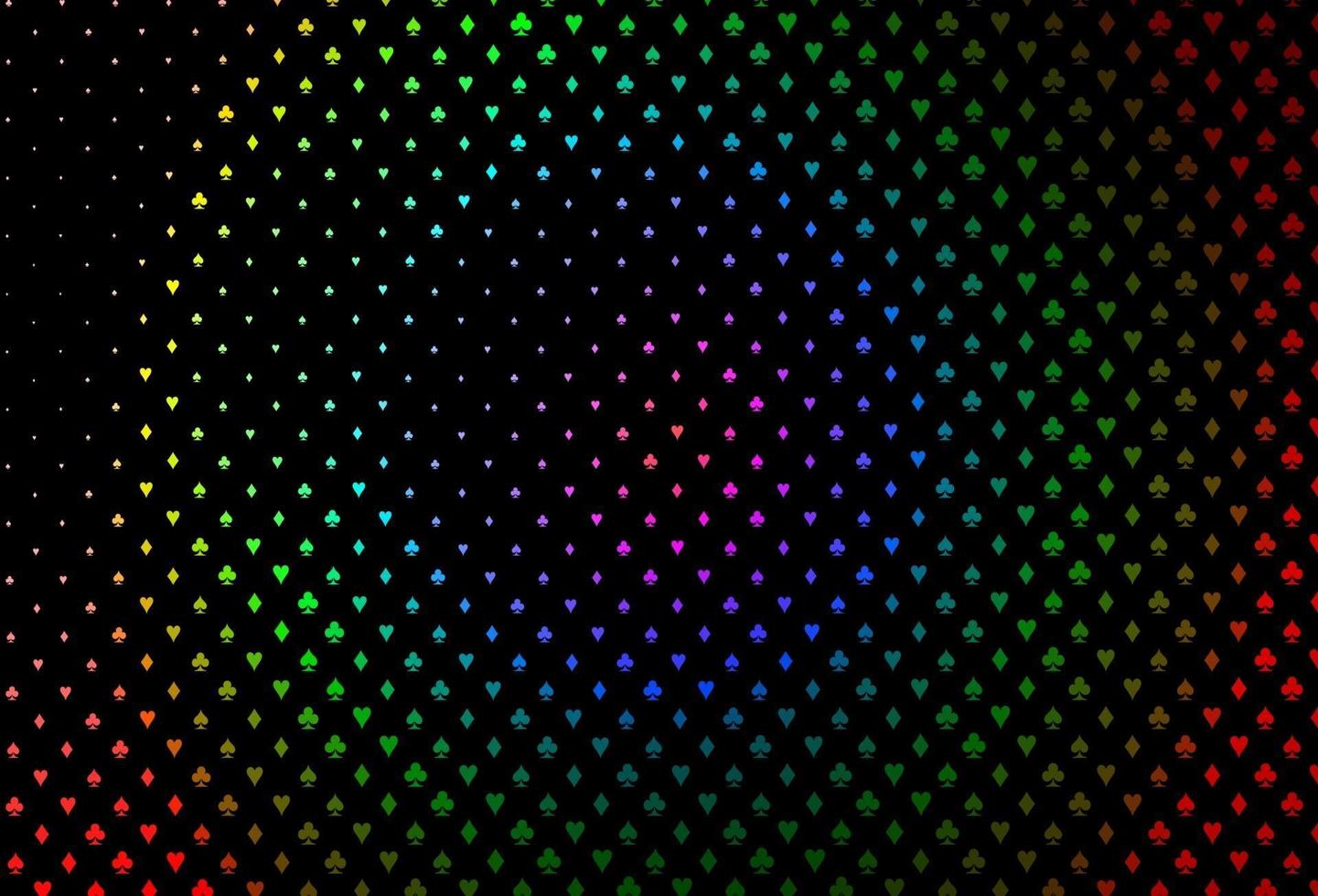 donkere veelkleurige, regenboog vector sjabloon met poker symbolen.