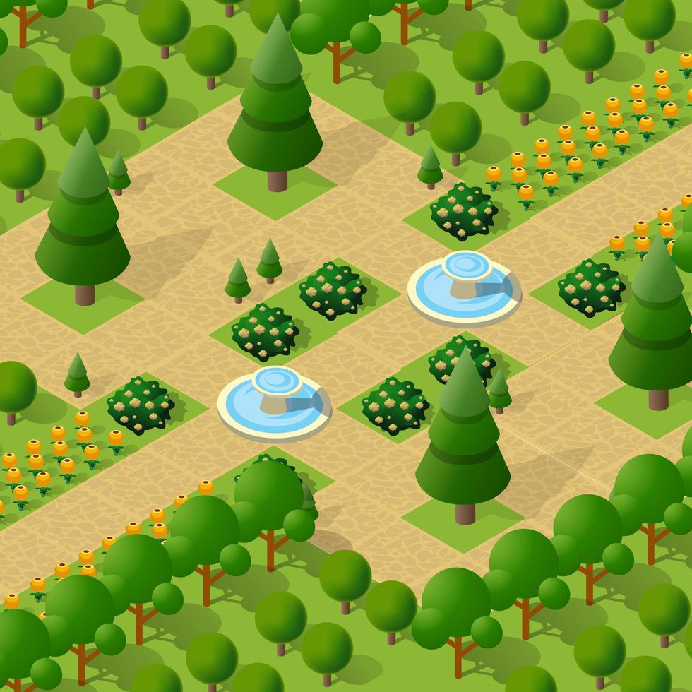 isometrische 3d bomen park bos camping natuurelementen voor landschap vector