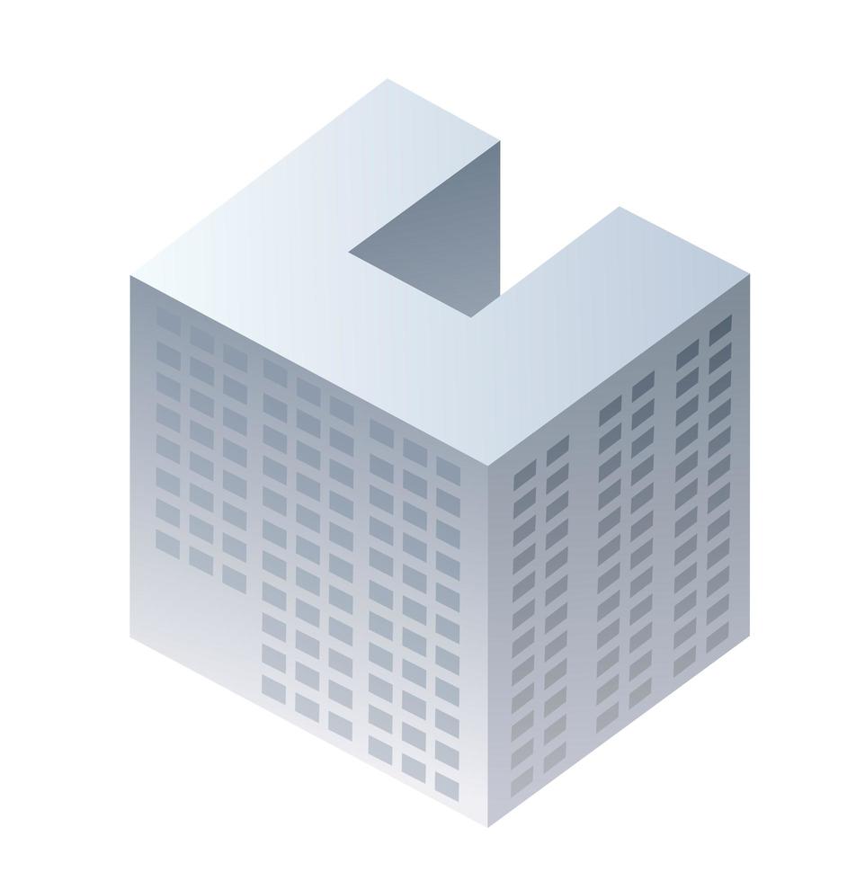 isometrische 3D-dimensionale wolkenkrabber gebouw van de moderne vector