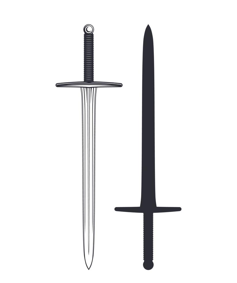 middeleeuws zwaard geïsoleerd op wit vector