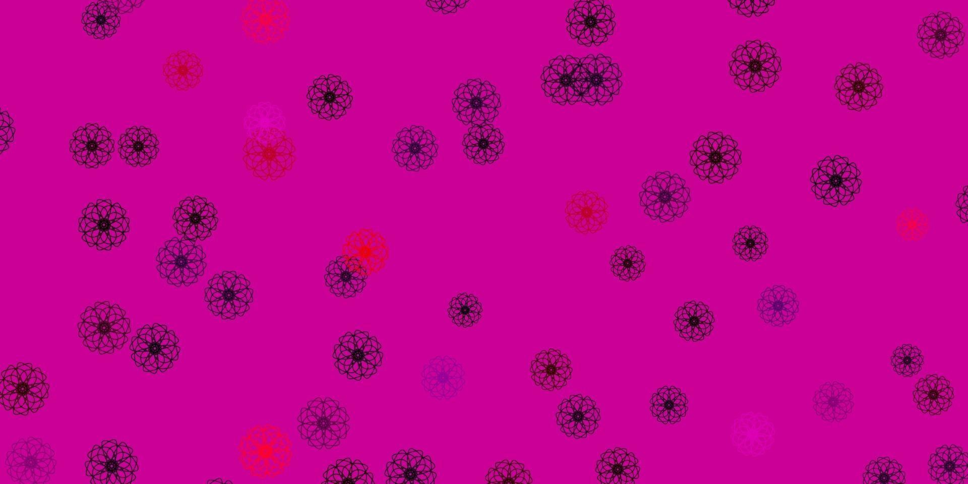 lichtpaars, roze vector doodle achtergrond met bloemen.