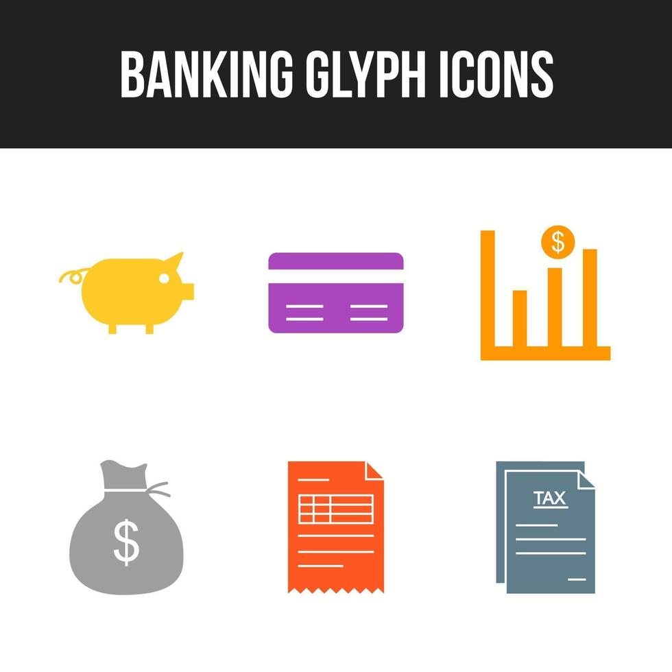 unieke glyph vecor icon set van bankpictogrammen vector