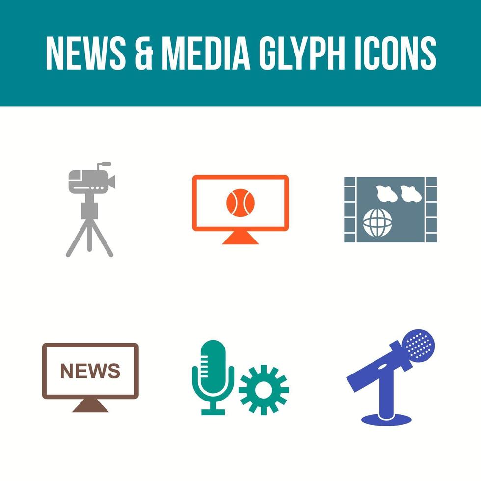 unieke nieuws en media vector icon set