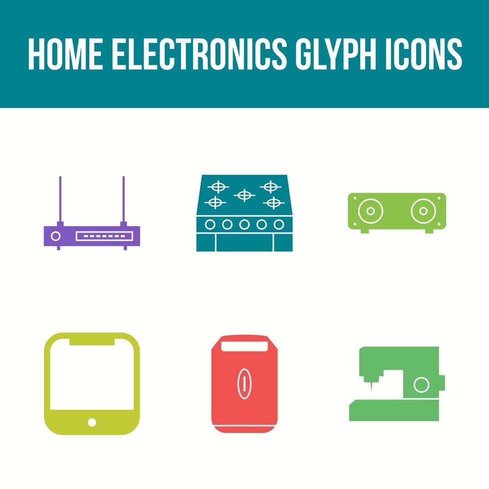 unieke huiselektronica glyph icon set vector