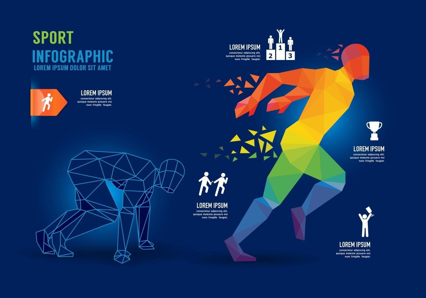 infographics sport run geometrische conceptontwerp opties banner. vector